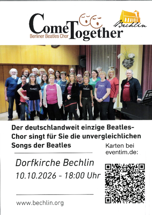 ComeTogether - genießen Sie die großen Beatles-Hits in der Bechliner Dorfkirche!